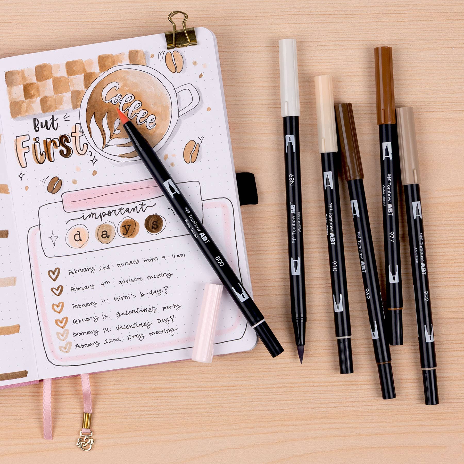 Pen Ink Breakable Tombow - Dual Brush Pen Art Markers, Coffee Break, 6-Pack – Good Postage