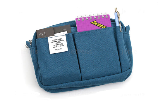 Delfonics Inner Carrying Case Denim Pouch – Maat M Donkerblauw – 15 Opbergvakken Voor Pennen, Make-up En Gereedschap
